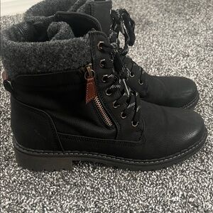 Maurices Black Lace-Up Women's Boots with Gray Lining